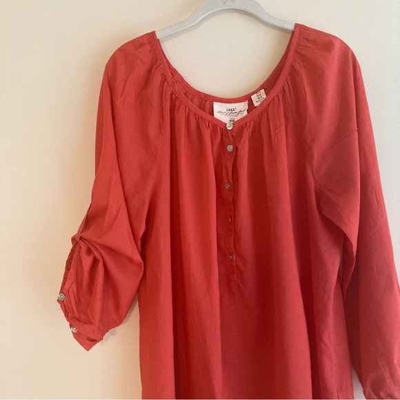 H&M L.O.G.G.  Roll Tab Sleeve 100% Cotton Top/Shirt/Blouse, Orange, Size 14 - Picture 2 of 7